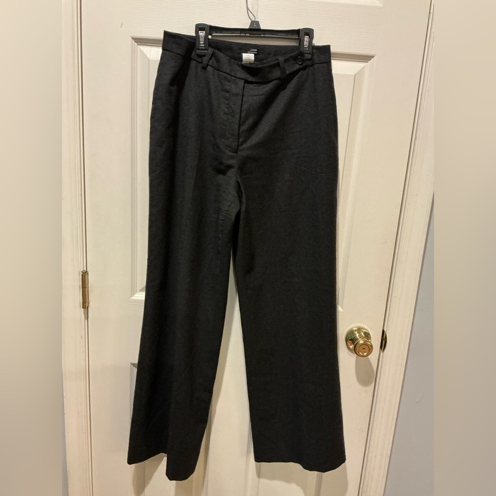 J. Crew Italian Merino Wool Wide Leg Pant Charcoal Trouser Career Casual Woman 8 - Picture 3 of 11